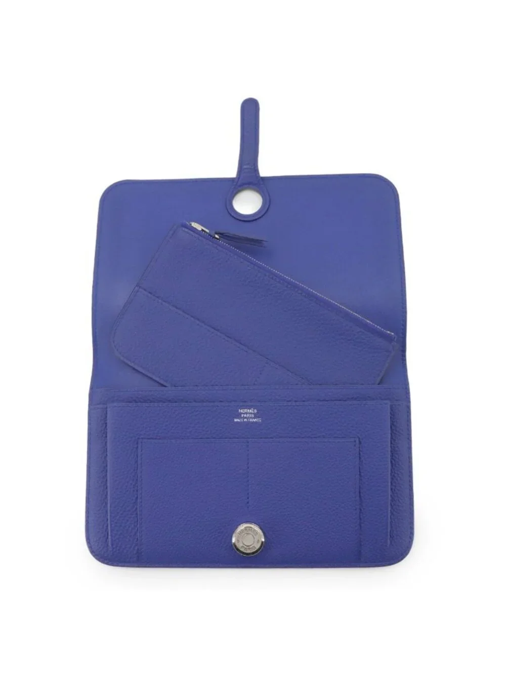 Hermes Dogon GM Bifold Wallet Togo Blue Electric Silver